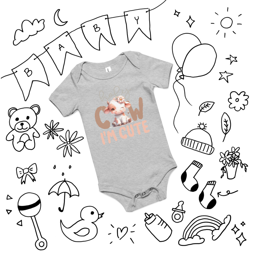 Baby Cow, I'm Cute - Baby short sleeve one piece