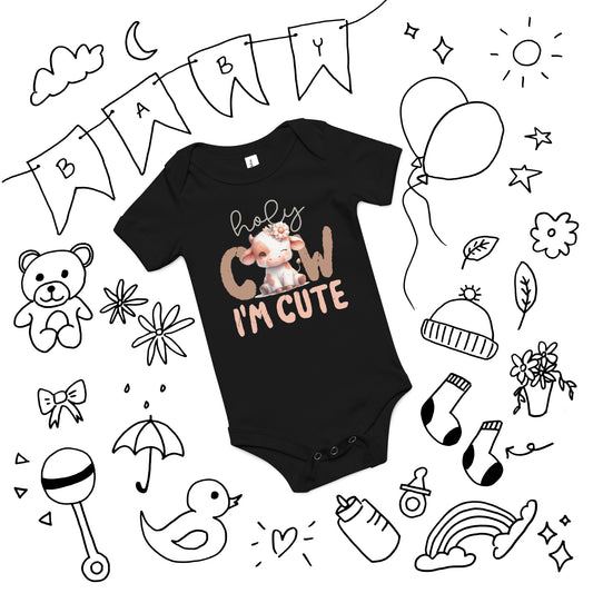 Baby Cow, I'm Cute - Baby short sleeve one piece