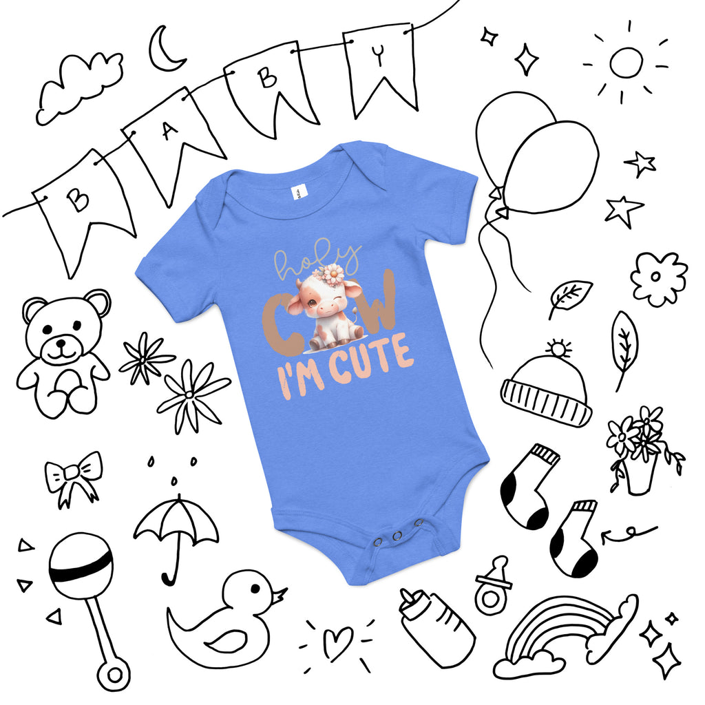Baby Cow, I'm Cute - Baby short sleeve one piece