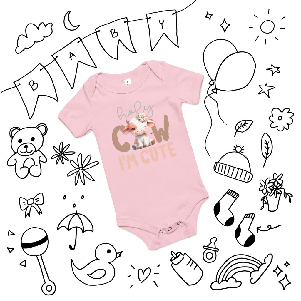 Baby Cow, I'm Cute - Baby short sleeve one piece