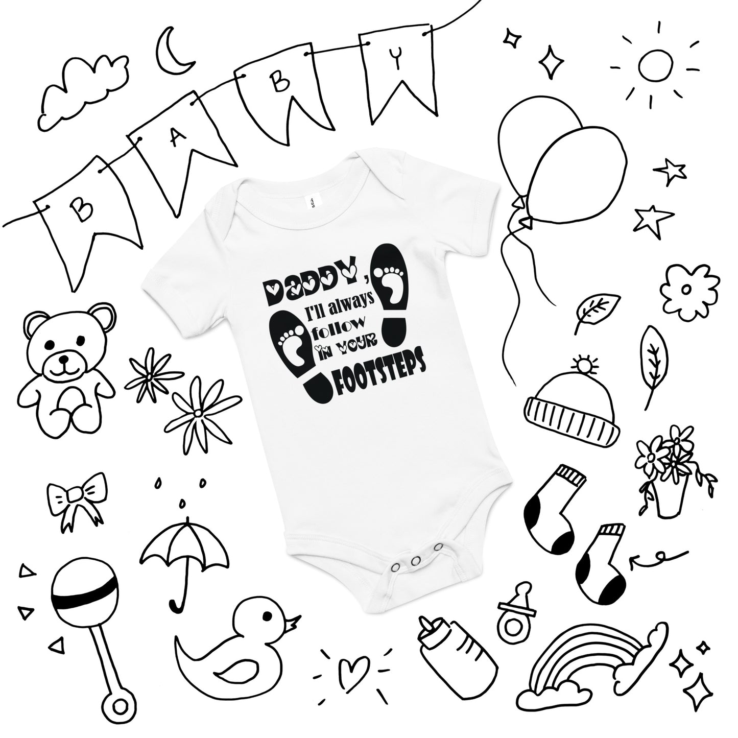 Daddy, I will always follow in your footsteps - Baby short sleeve one piece