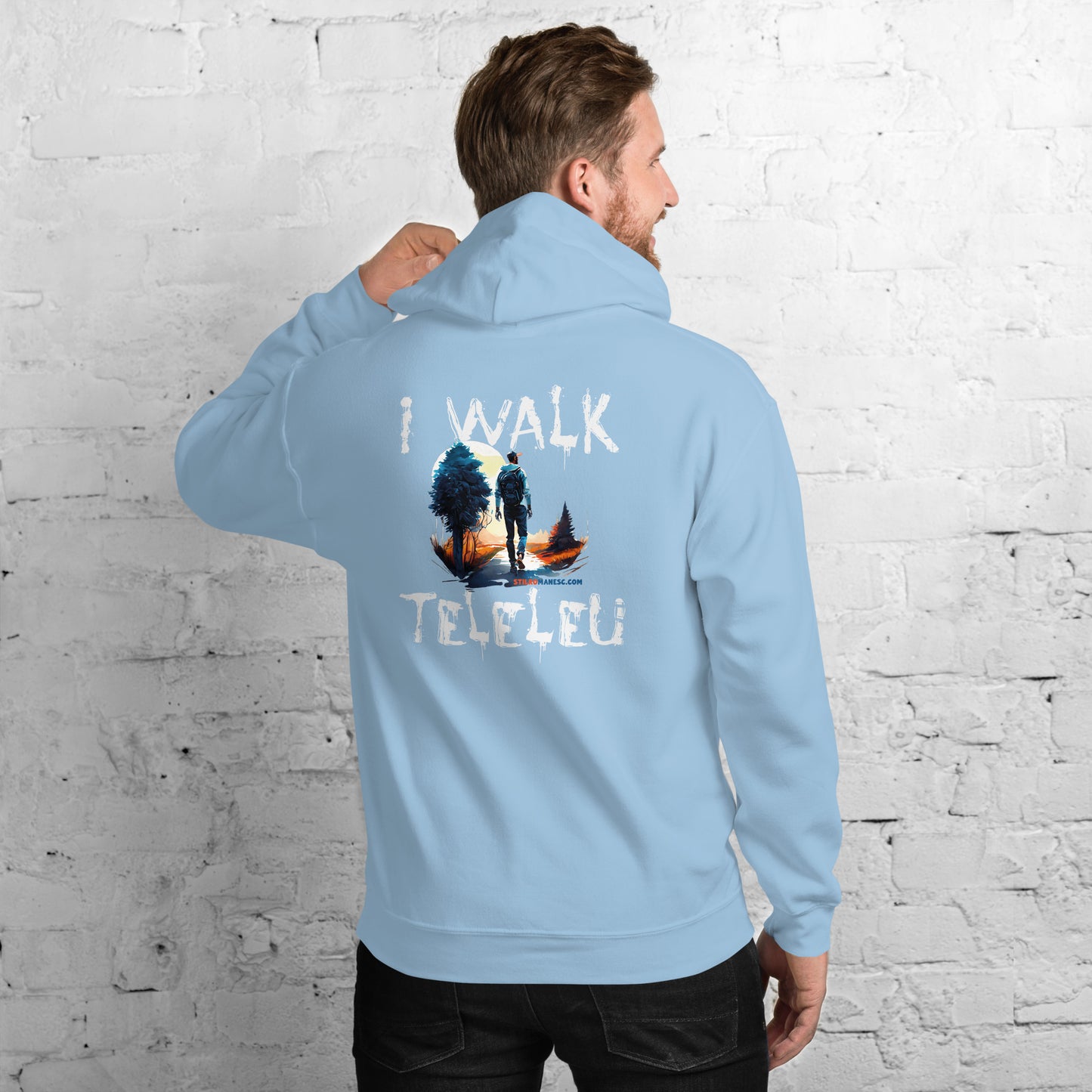 I walk Teleleu - Hoodie Barbati