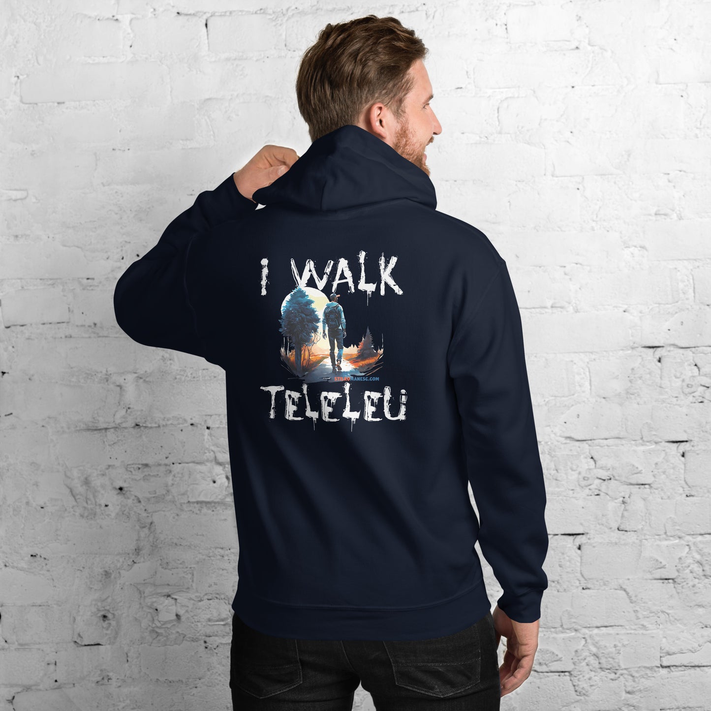 I walk Teleleu - Hoodie Barbati