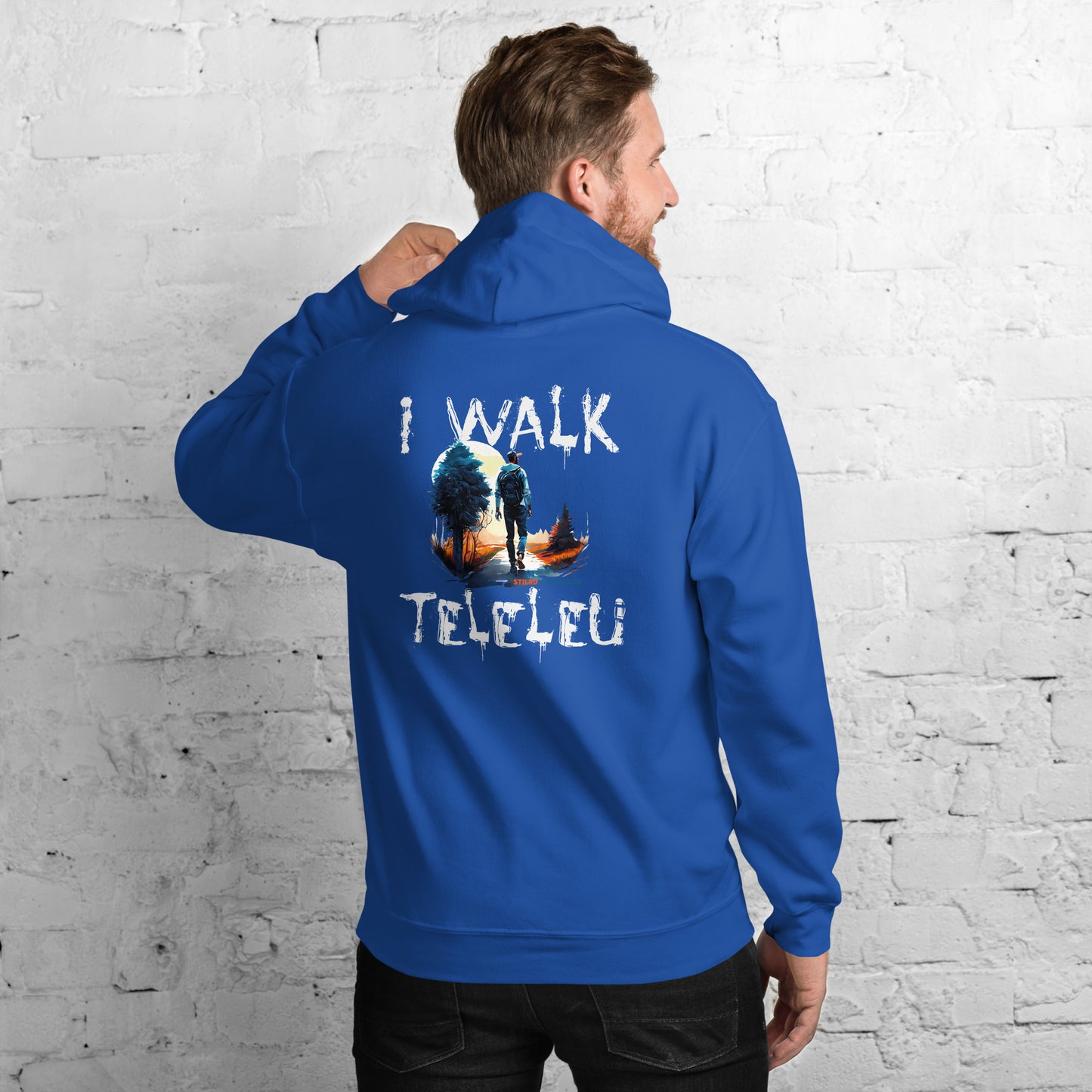 I walk Teleleu - Hoodie Barbati