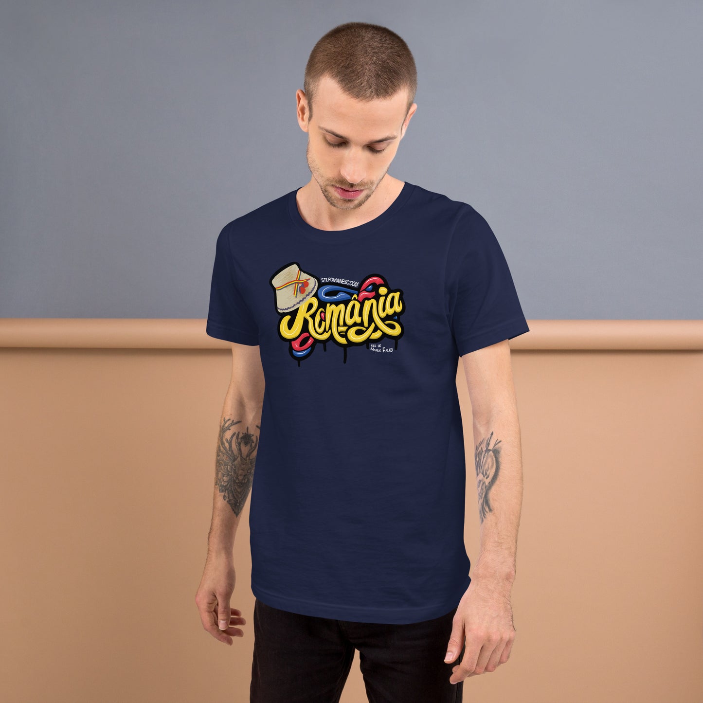 Romania cu palarie de oșan - tricou pentr barbati